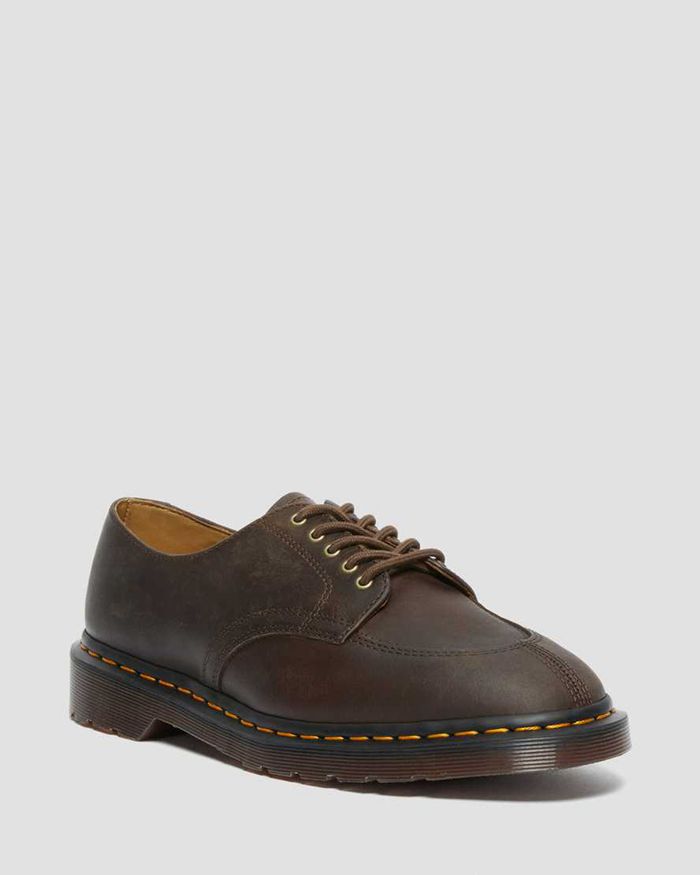 Dr Martens Mens 2046 Crazy Horse Leather Oxfords Dark Brown - 43157YBTM